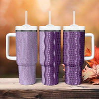 Vintage Violet Hawaiian Traditional Kapa Mix Flowers Lei Tumbler With Handle LT7 - Polynesian Pride