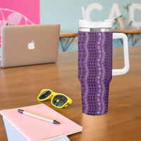 Vintage Violet Hawaiian Traditional Kapa Mix Flowers Lei Tumbler With Handle LT7 - Polynesian Pride