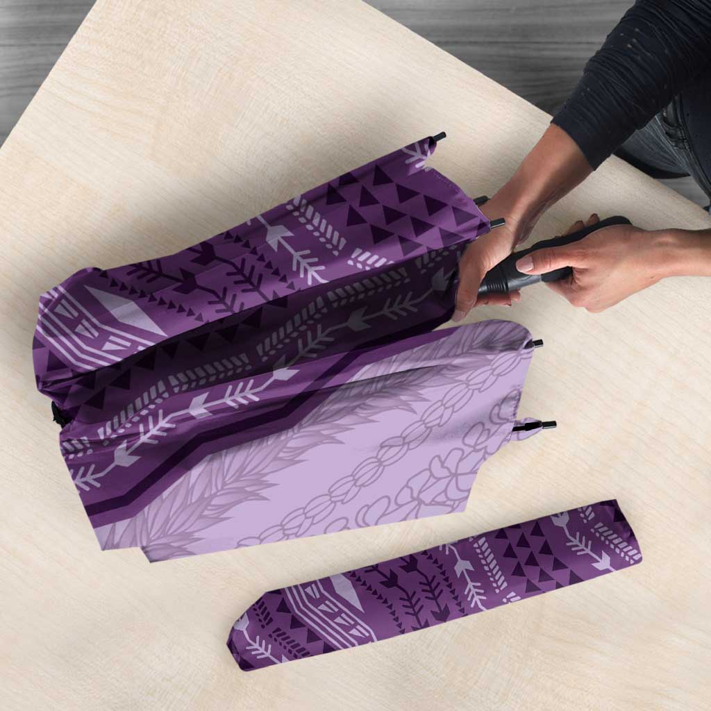 Vintage Violet Hawaiian Traditional Kapa Mix Flowers Lei Umbrella LT7 - Polynesian Pride