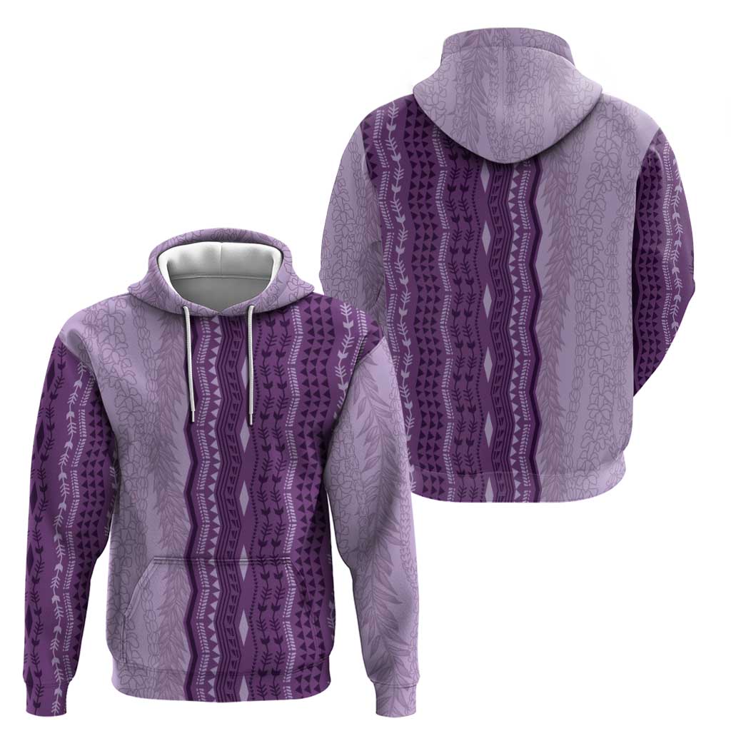 Vintage Violet Hawaiian Traditional Kapa Mix Flowers Lei Zip Hoodie LT7 - Polynesian Pride