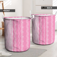 Vintage Pink Hawaiian Traditional Kapa Mix Flowers Lei Laundry Basket