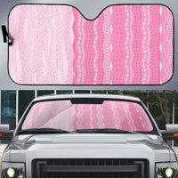 Vintage Pink Hawaiian Traditional Kapa Mix Flowers Lei Auto Sun Shade LT7 Pink - Polynesian Pride
