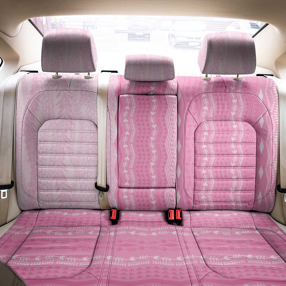 Vintage Pink Hawaiian Traditional Kapa Mix Flowers Lei Back Car Seat Cover LT7 - Polynesian Pride