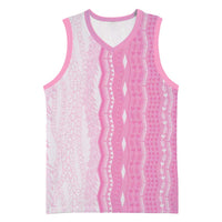 Vintage Pink Hawaiian Traditional Kapa Mix Flowers Lei Basketball Jersey