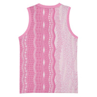 Vintage Pink Hawaiian Traditional Kapa Mix Flowers Lei Basketball Jersey
