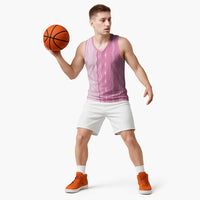 Vintage Pink Hawaiian Traditional Kapa Mix Flowers Lei Basketball Jersey