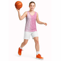 Vintage Pink Hawaiian Traditional Kapa Mix Flowers Lei Basketball Jersey