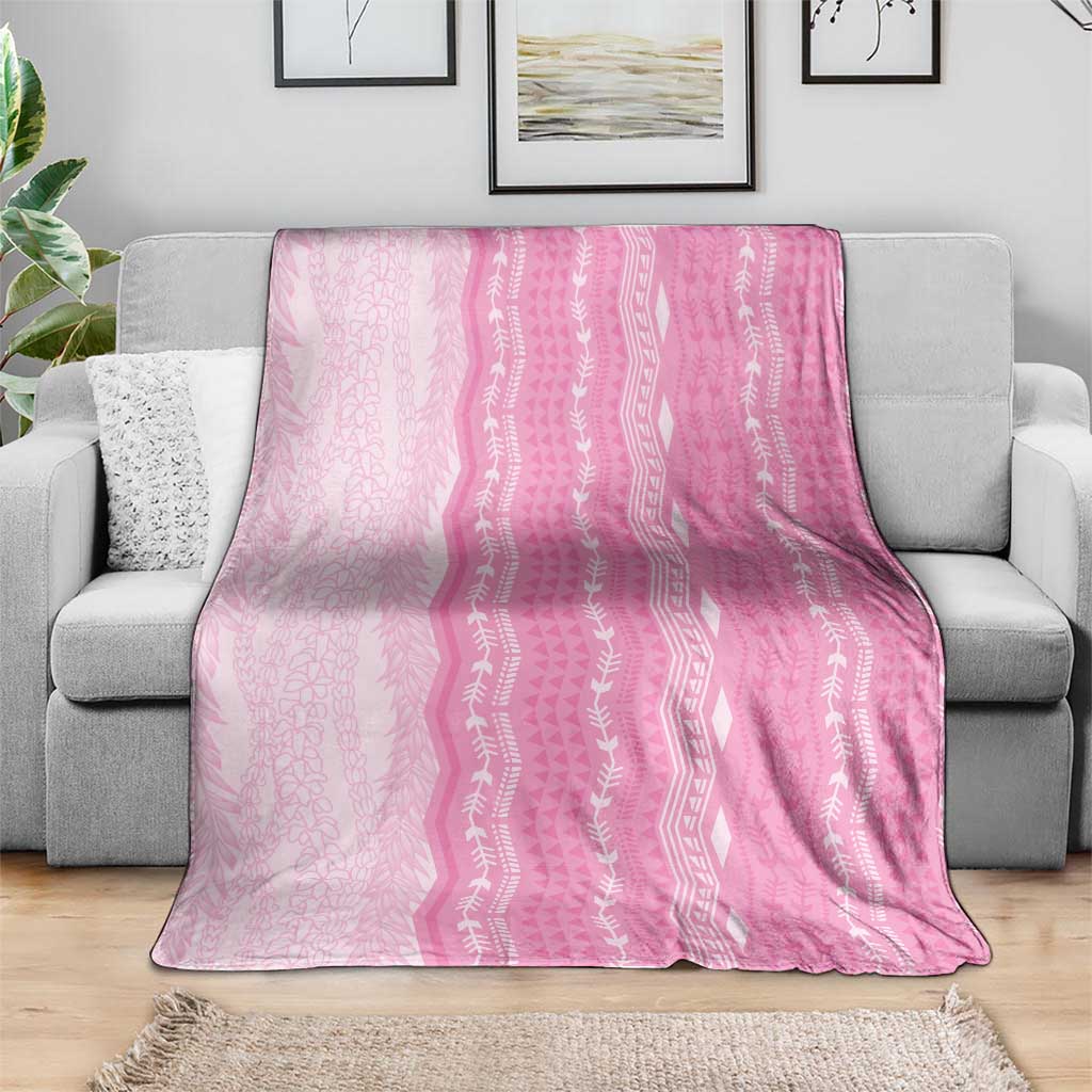 Vintage Pink Hawaiian Traditional Kapa Mix Flowers Lei Blanket LT7 - Polynesian Pride