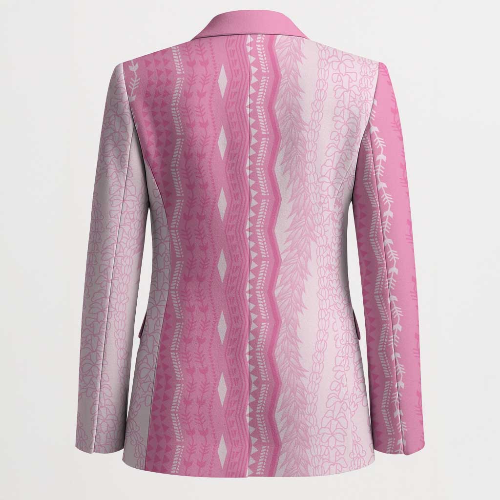 Vintage Pink Hawaiian Traditional Kapa Mix Flowers Lei Blazer LT7 - Polynesian Pride