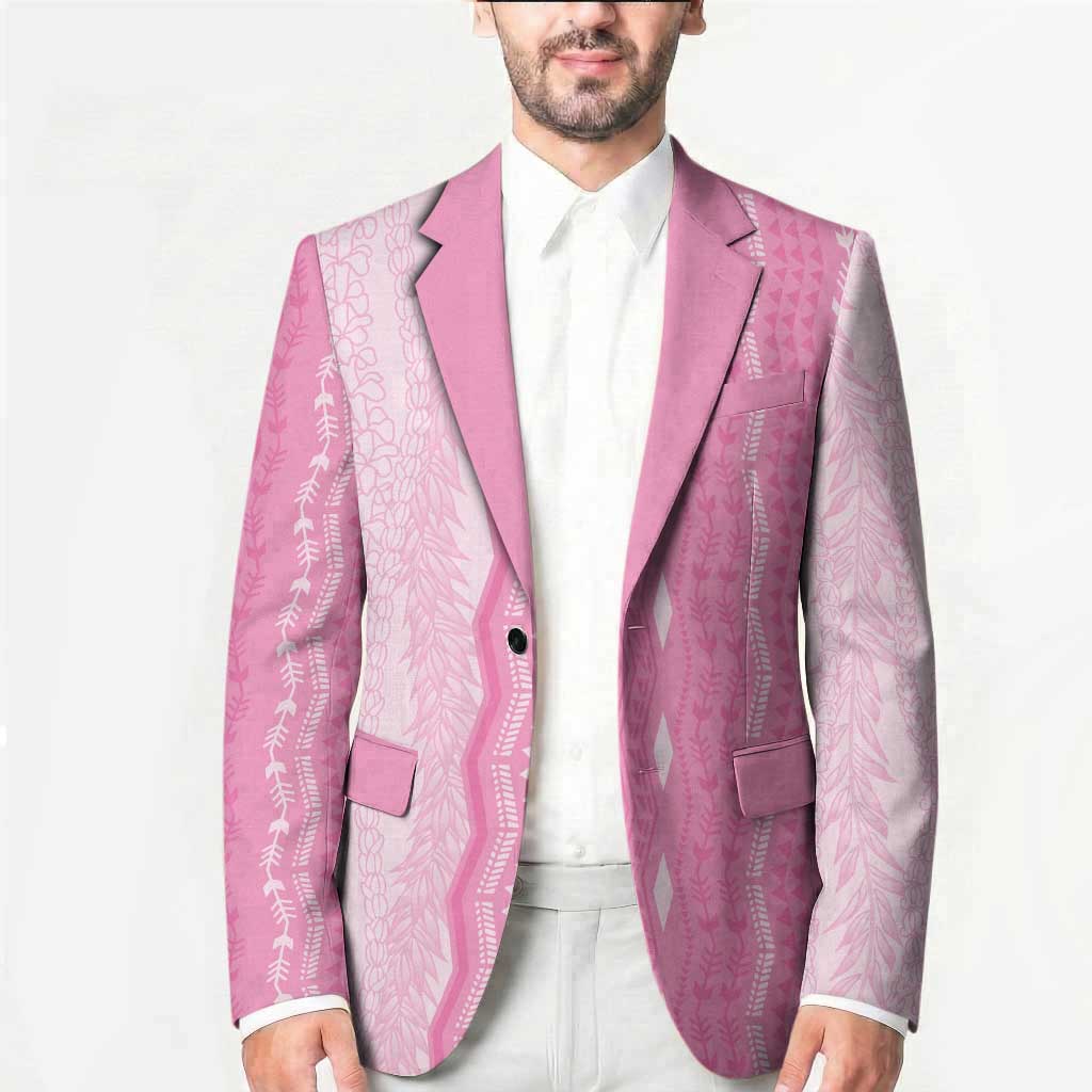 Vintage Pink Hawaiian Traditional Kapa Mix Flowers Lei Blazer LT7 - Polynesian Pride