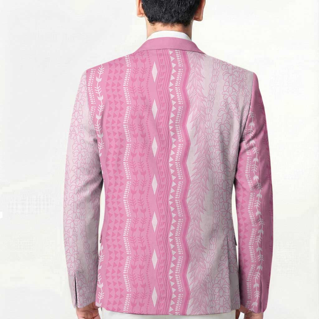 Vintage Pink Hawaiian Traditional Kapa Mix Flowers Lei Blazer LT7 - Polynesian Pride