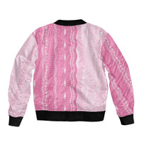 Vintage Pink Hawaiian Traditional Kapa Mix Flowers Lei Bomber Jacket LT7 - Polynesian Pride