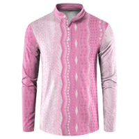 Vintage Pink Hawaiian Traditional Kapa Mix Flowers Lei Button Sweatshirt LT7 Pink - Polynesian Pride