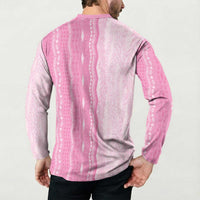 Vintage Pink Hawaiian Traditional Kapa Mix Flowers Lei Button Sweatshirt LT7 - Polynesian Pride