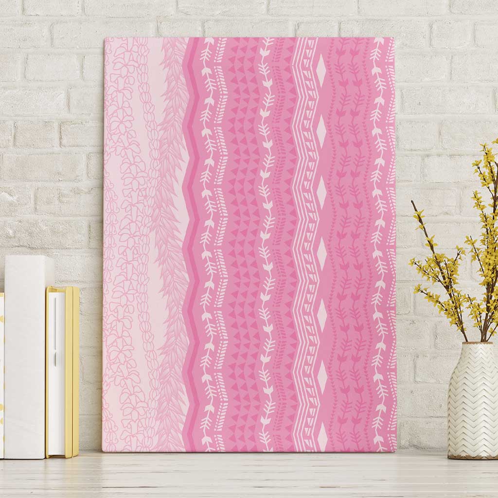 Vintage Pink Hawaiian Traditional Kapa Mix Flowers Lei Canvas Wall Art LT7 Without Frame Pink - Polynesian Pride