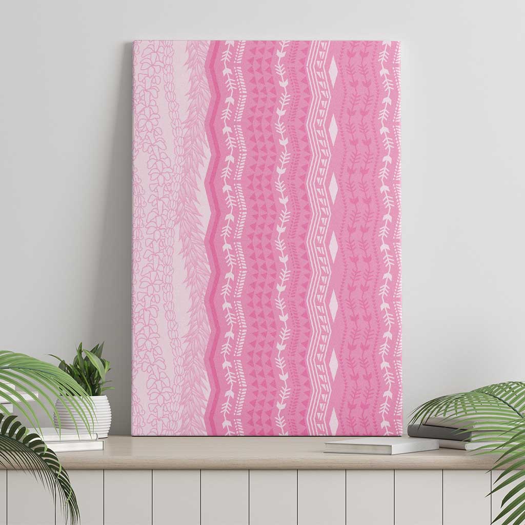 Vintage Pink Hawaiian Traditional Kapa Mix Flowers Lei Canvas Wall Art LT7 - Polynesian Pride