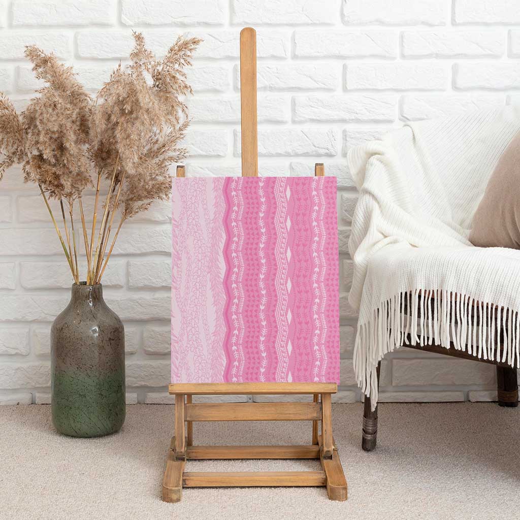 Vintage Pink Hawaiian Traditional Kapa Mix Flowers Lei Canvas Wall Art LT7 - Polynesian Pride