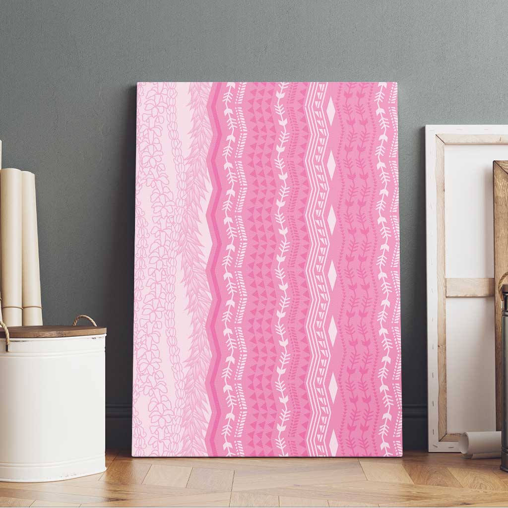Vintage Pink Hawaiian Traditional Kapa Mix Flowers Lei Canvas Wall Art LT7 - Polynesian Pride