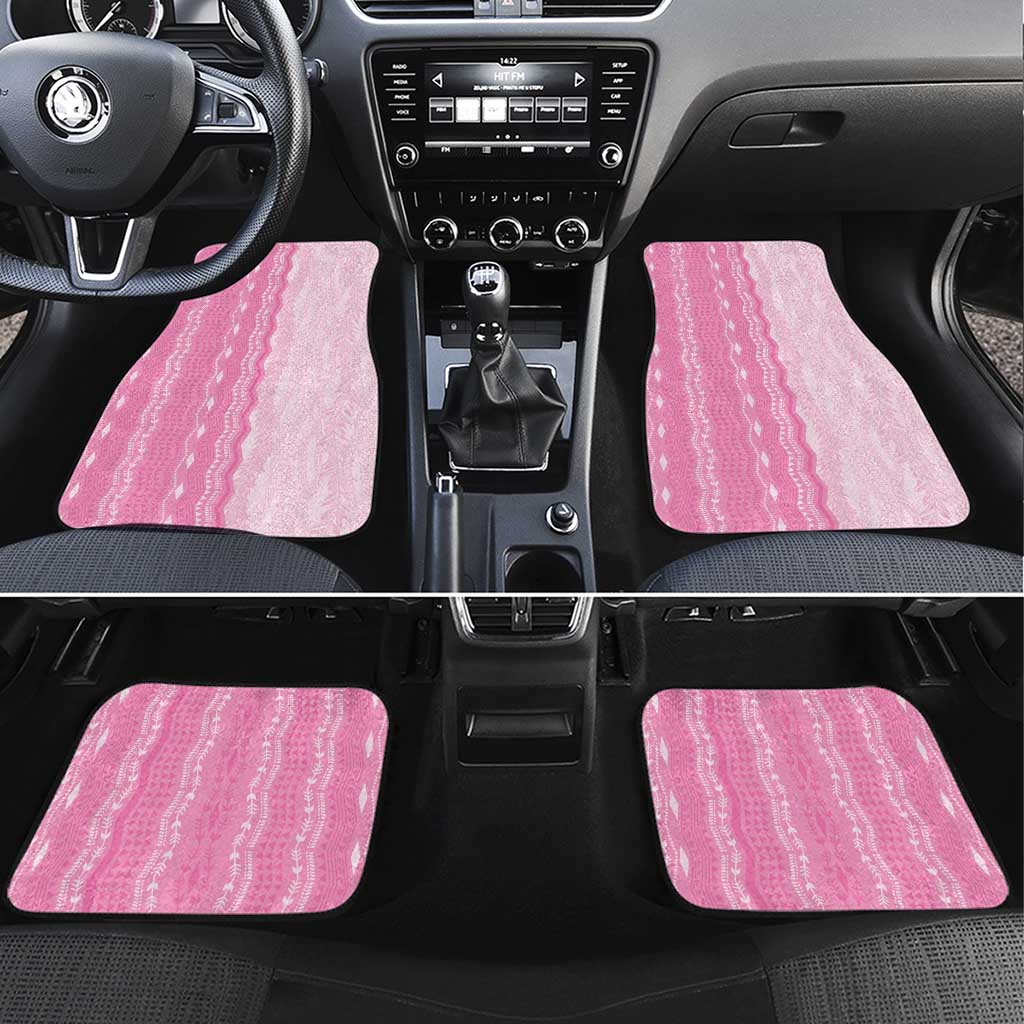 Vintage Pink Hawaiian Traditional Kapa Mix Flowers Lei Car Mats LT7 Set 4pcs Pink - Polynesian Pride