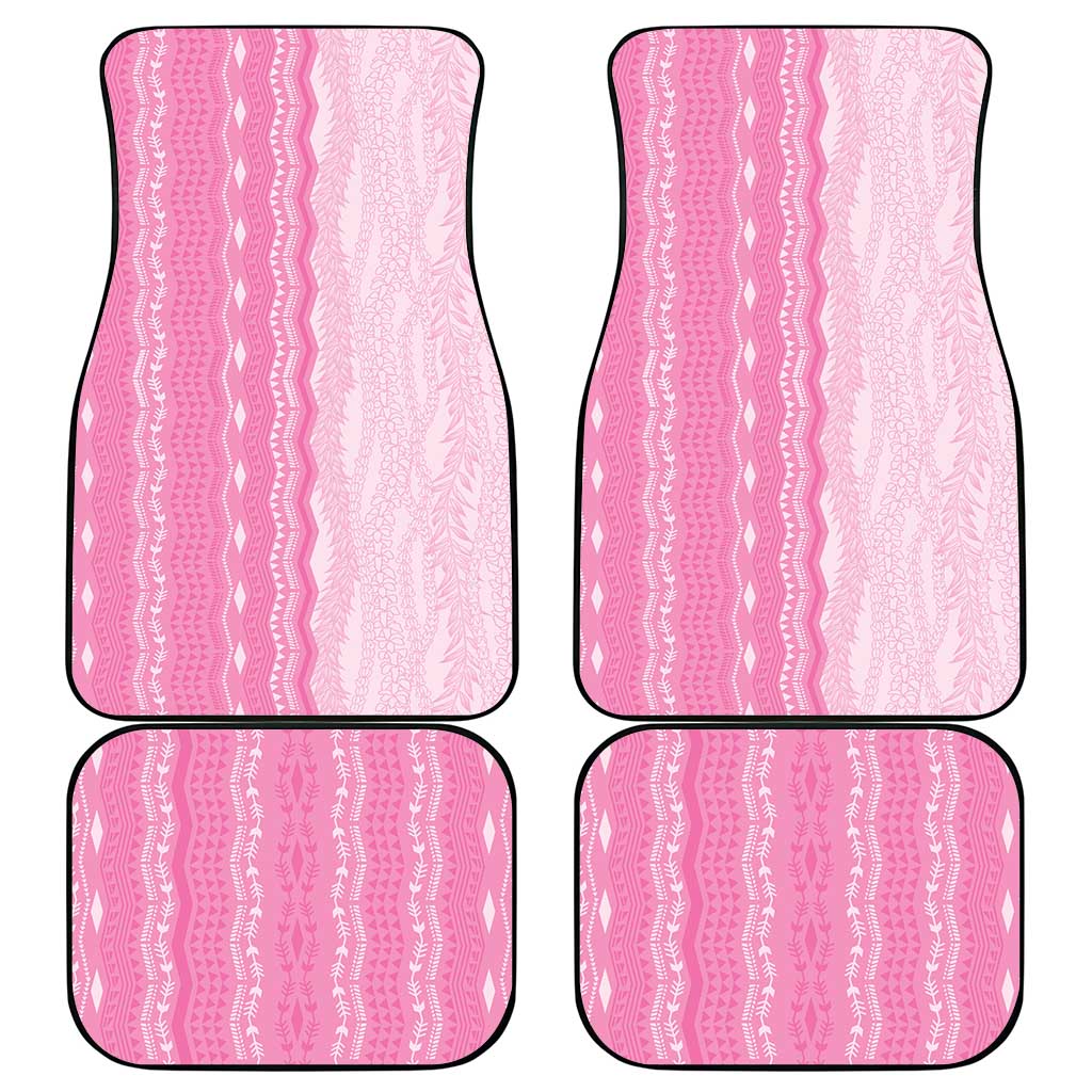 Vintage Pink Hawaiian Traditional Kapa Mix Flowers Lei Car Mats LT7 - Polynesian Pride