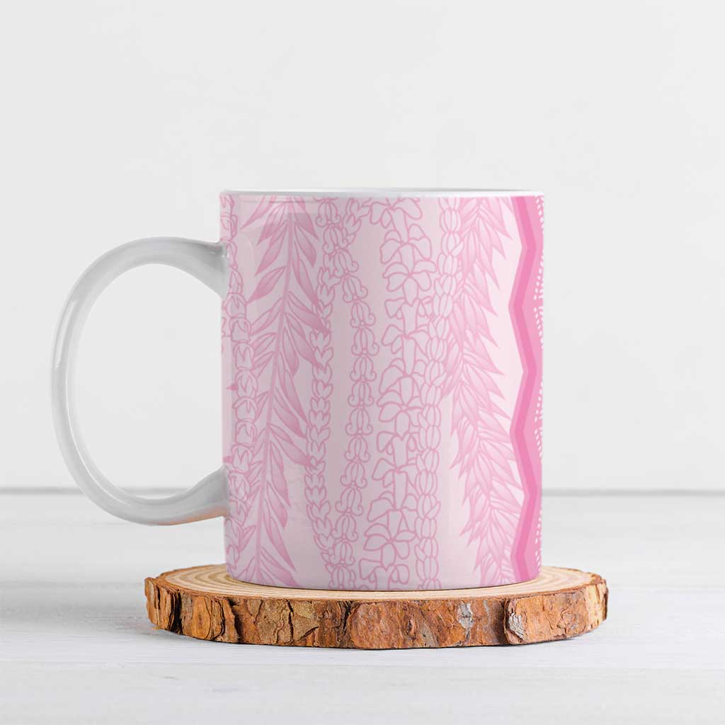 Vintage Pink Hawaiian Traditional Kapa Mix Flowers Lei Ceramic Mug LT7 Pink - Polynesian Pride