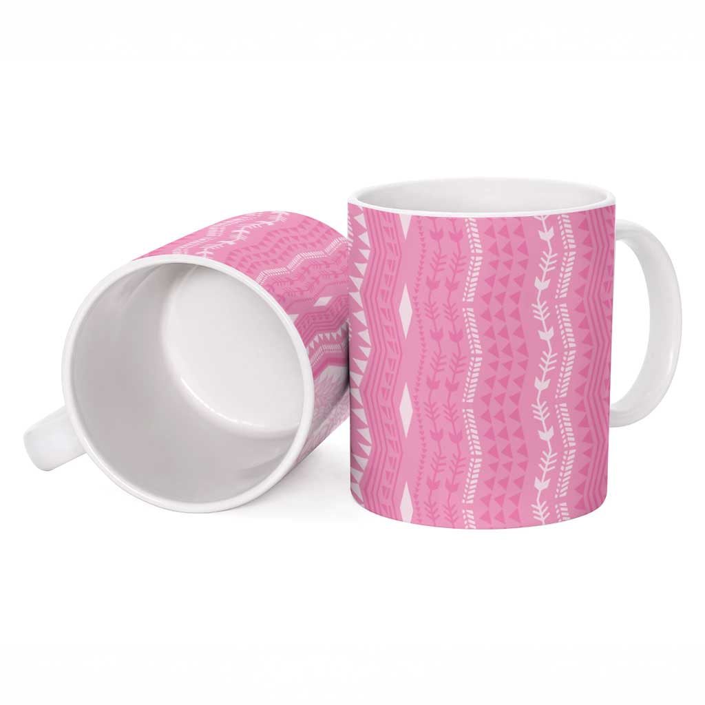 Vintage Pink Hawaiian Traditional Kapa Mix Flowers Lei Ceramic Mug LT7 - Polynesian Pride