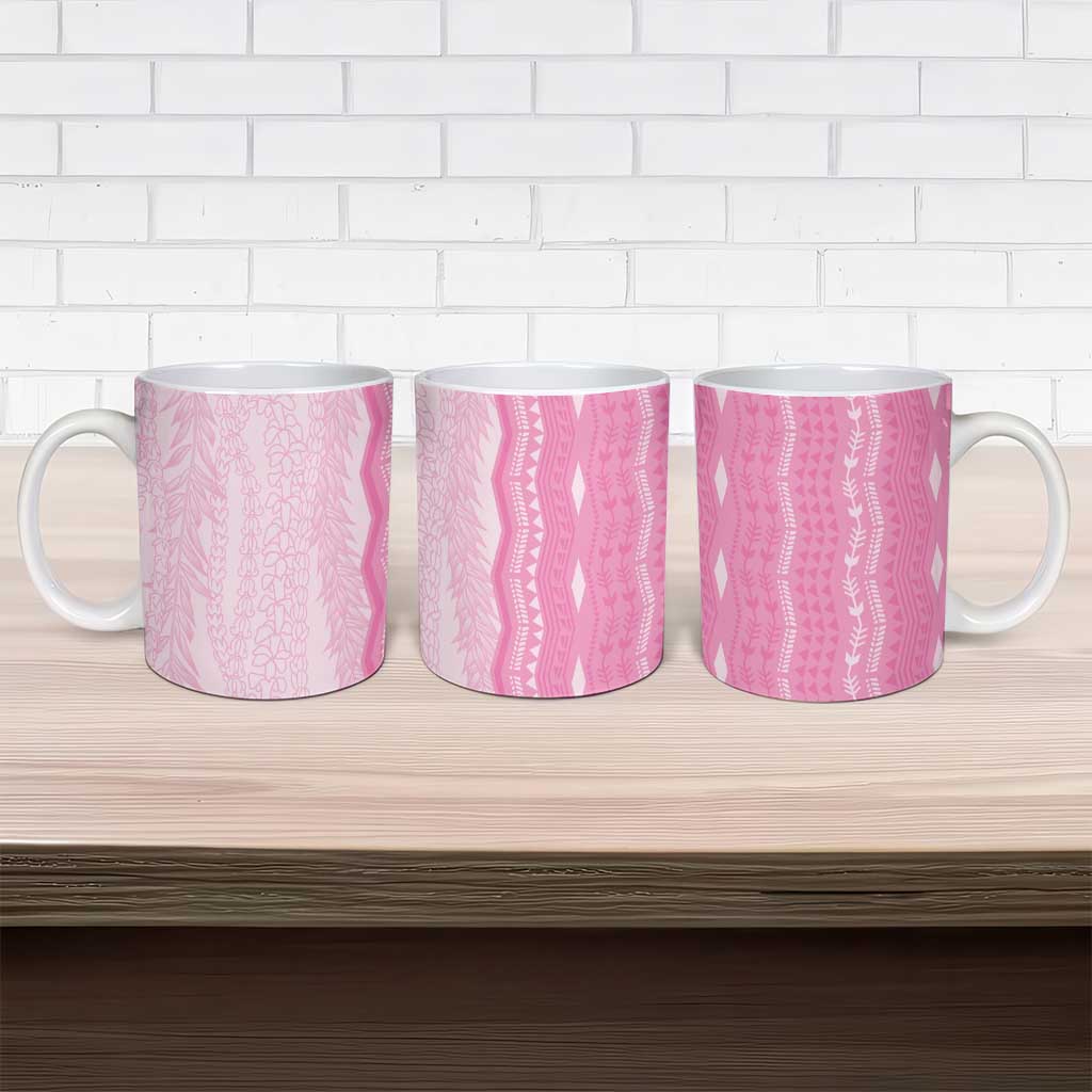 Vintage Pink Hawaiian Traditional Kapa Mix Flowers Lei Ceramic Mug LT7 - Polynesian Pride