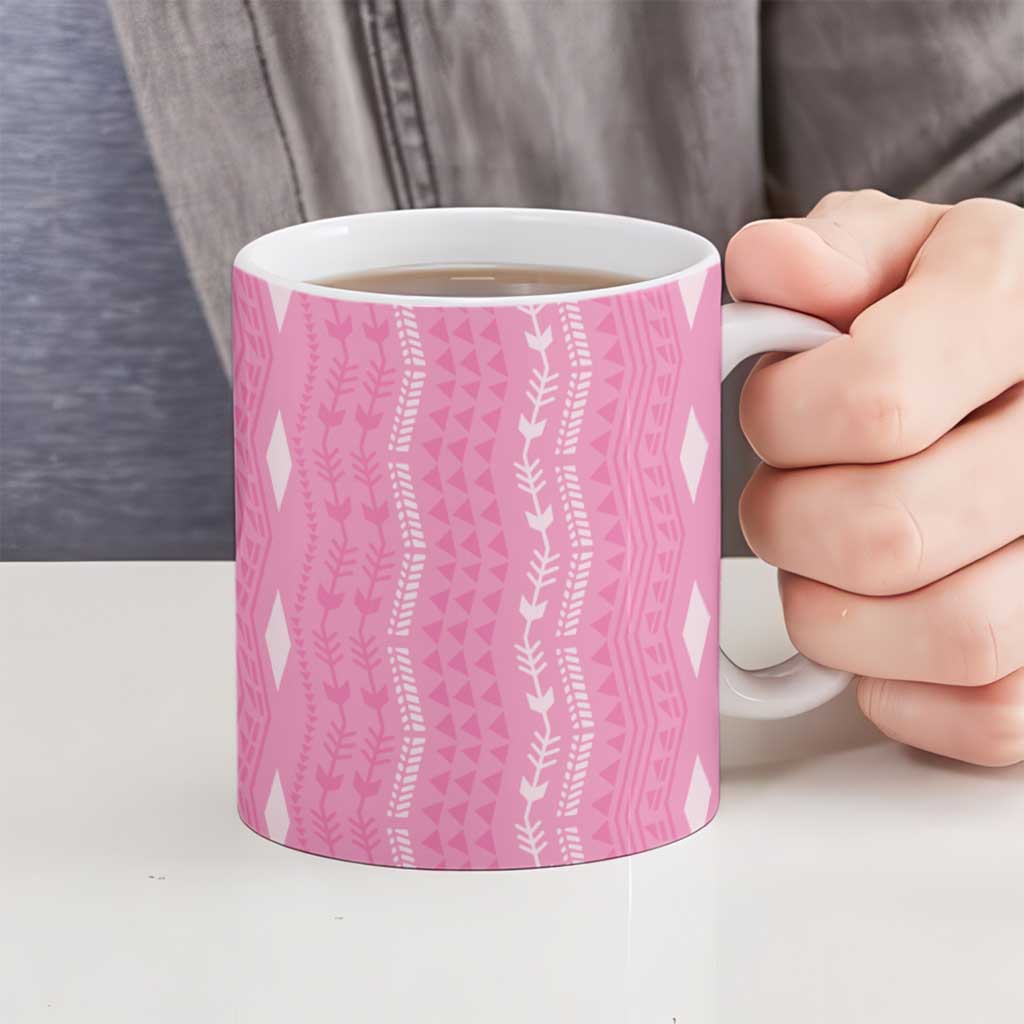 Vintage Pink Hawaiian Traditional Kapa Mix Flowers Lei Ceramic Mug LT7 - Polynesian Pride