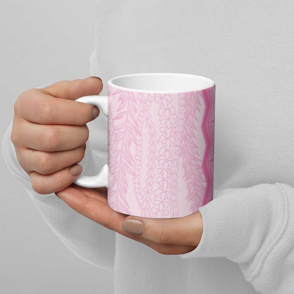 Vintage Pink Hawaiian Traditional Kapa Mix Flowers Lei Ceramic Mug LT7 - Polynesian Pride