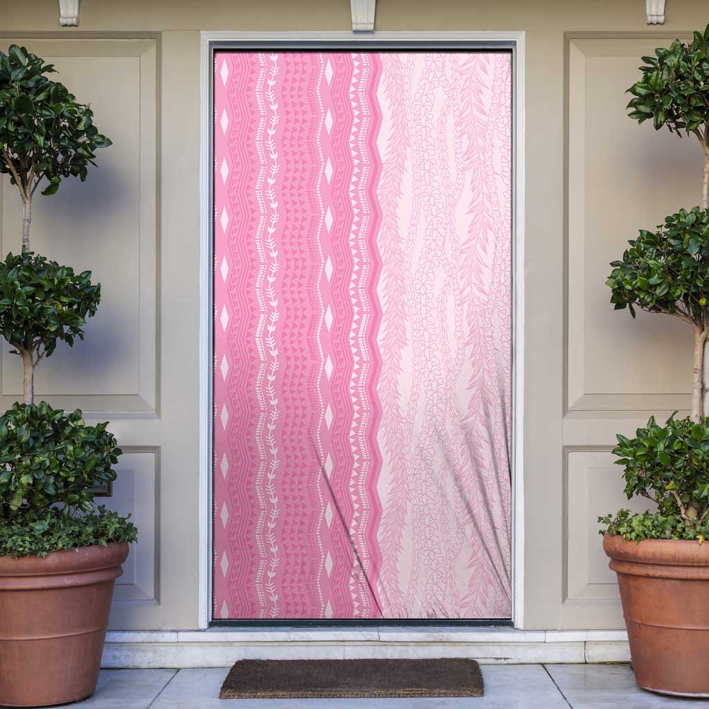 Vintage Pink Hawaiian Traditional Kapa Mix Flowers Lei Door Cover LT7 Pink - Polynesian Pride