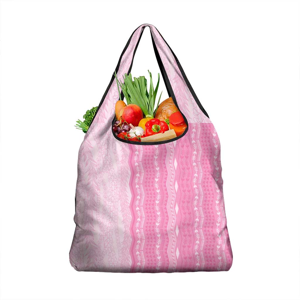 Vintage Pink Hawaiian Traditional Kapa Mix Flowers Lei Grocery Bag LT7 1-pack One Size Pink - Polynesian Pride
