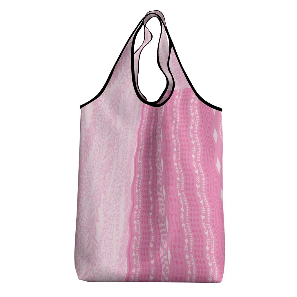 Vintage Pink Hawaiian Traditional Kapa Mix Flowers Lei Grocery Bag LT7 - Polynesian Pride