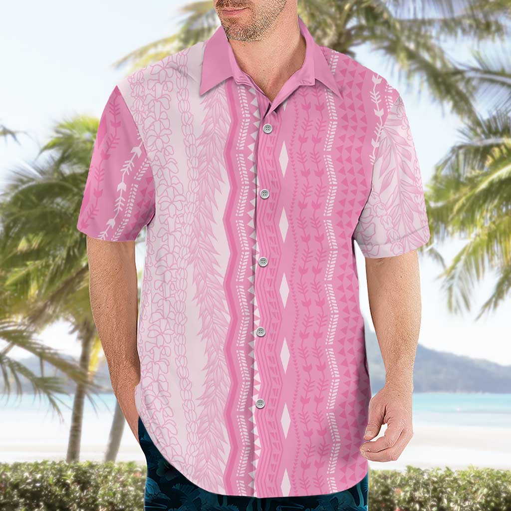 Vintage Pink Hawaiian Traditional Kapa Mix Flowers Lei Hawaiian Shirt LT7 - Polynesian Pride