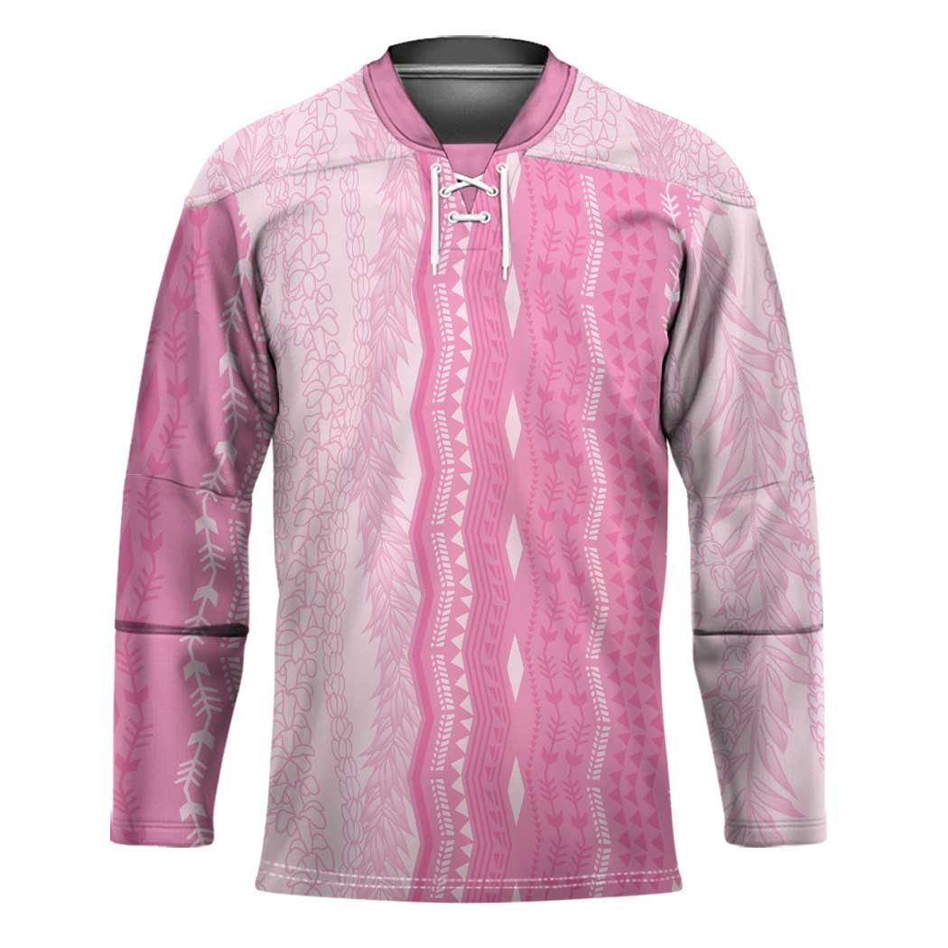 Vintage Pink Hawaiian Traditional Kapa Mix Flowers Lei Hockey Jersey LT7 Unisex Pink - Polynesian Pride