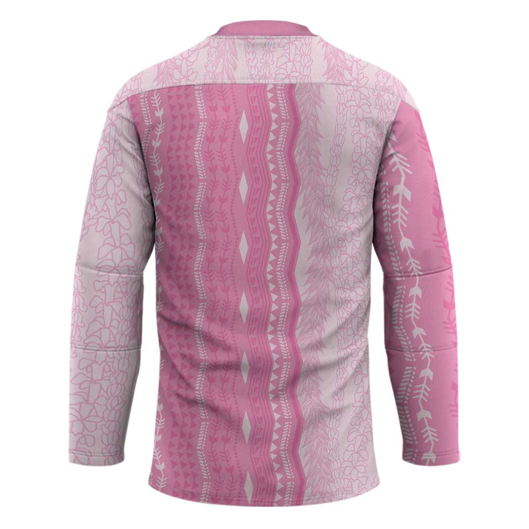 Vintage Pink Hawaiian Traditional Kapa Mix Flowers Lei Hockey Jersey LT7 - Polynesian Pride