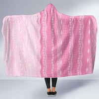 Vintage Pink Hawaiian Traditional Kapa Mix Flowers Lei Hooded Blanket LT7 One Size Pink - Polynesian Pride