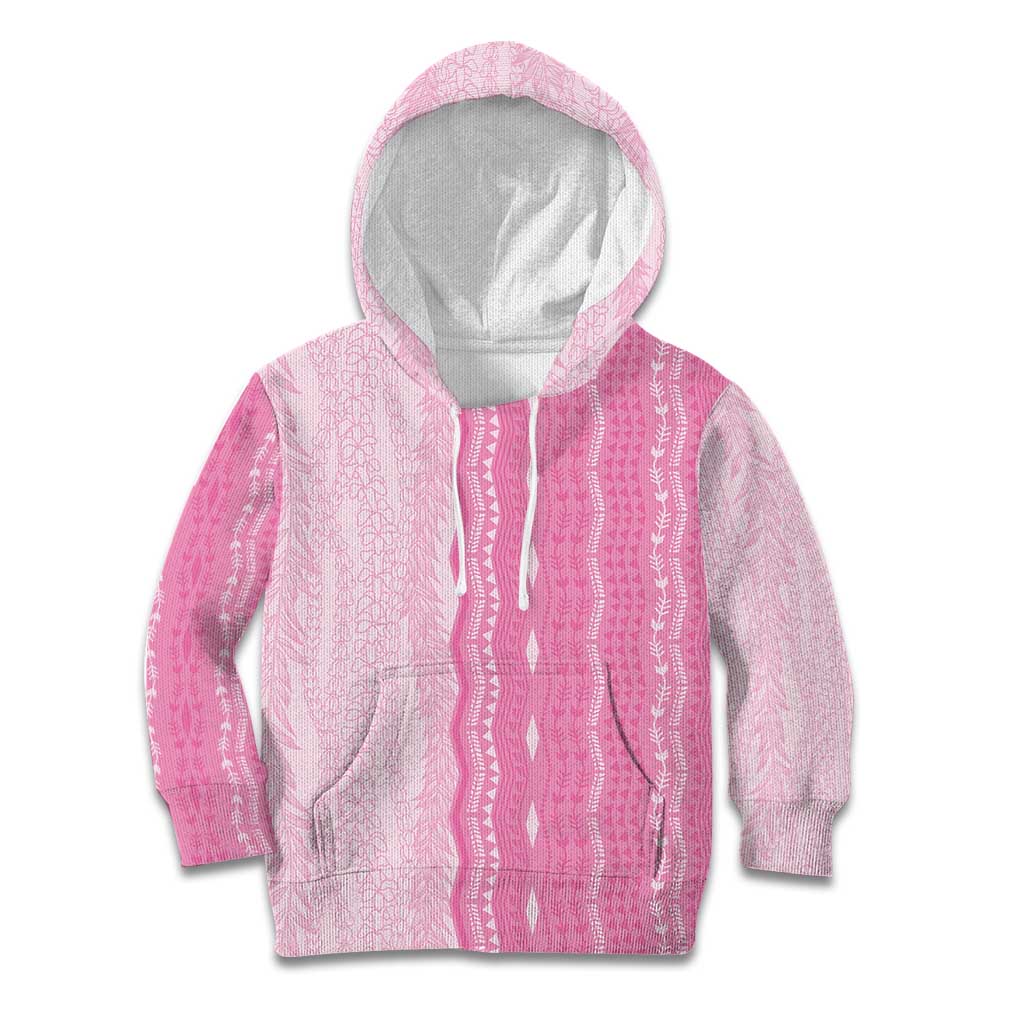 Vintage Pink Hawaiian Traditional Kapa Mix Flowers Lei Kid Hoodie LT7 Hoodie Pink - Polynesian Pride