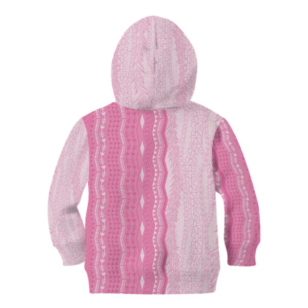 Vintage Pink Hawaiian Traditional Kapa Mix Flowers Lei Kid Hoodie LT7 - Polynesian Pride