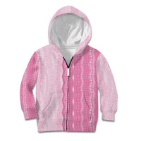 Vintage Pink Hawaiian Traditional Kapa Mix Flowers Lei Kid Hoodie LT7 Zip Hoodie Pink - Polynesian Pride