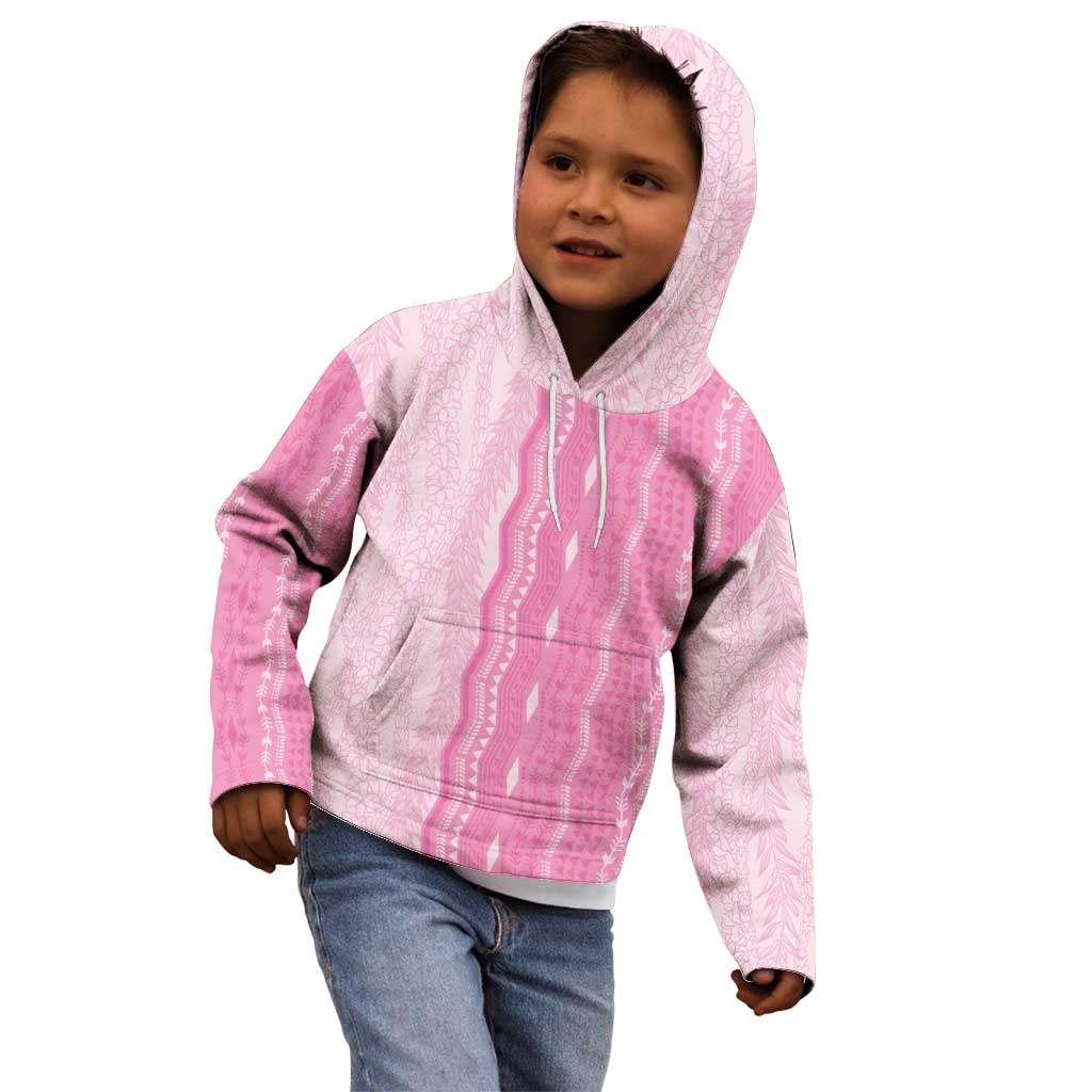 Vintage Pink Hawaiian Traditional Kapa Mix Flowers Lei Kid Hoodie LT7 - Polynesian Pride