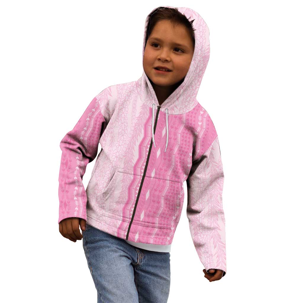 Vintage Pink Hawaiian Traditional Kapa Mix Flowers Lei Kid Hoodie LT7 - Polynesian Pride
