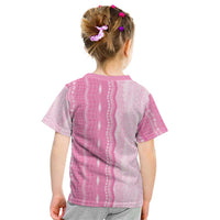 Vintage Pink Hawaiian Traditional Kapa Mix Flowers Lei Kid T Shirt