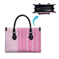Vintage Pink Hawaiian Traditional Kapa Mix Flowers Lei Leather Bag LT7 - Polynesian Pride