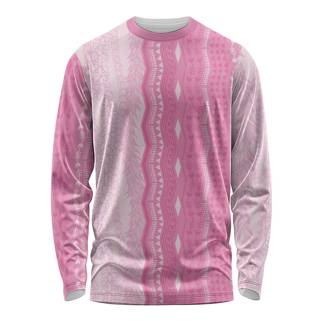 Vintage Pink Hawaiian Traditional Kapa Mix Flowers Lei Long Sleeve Shirt LT7 Unisex Pink - Polynesian Pride