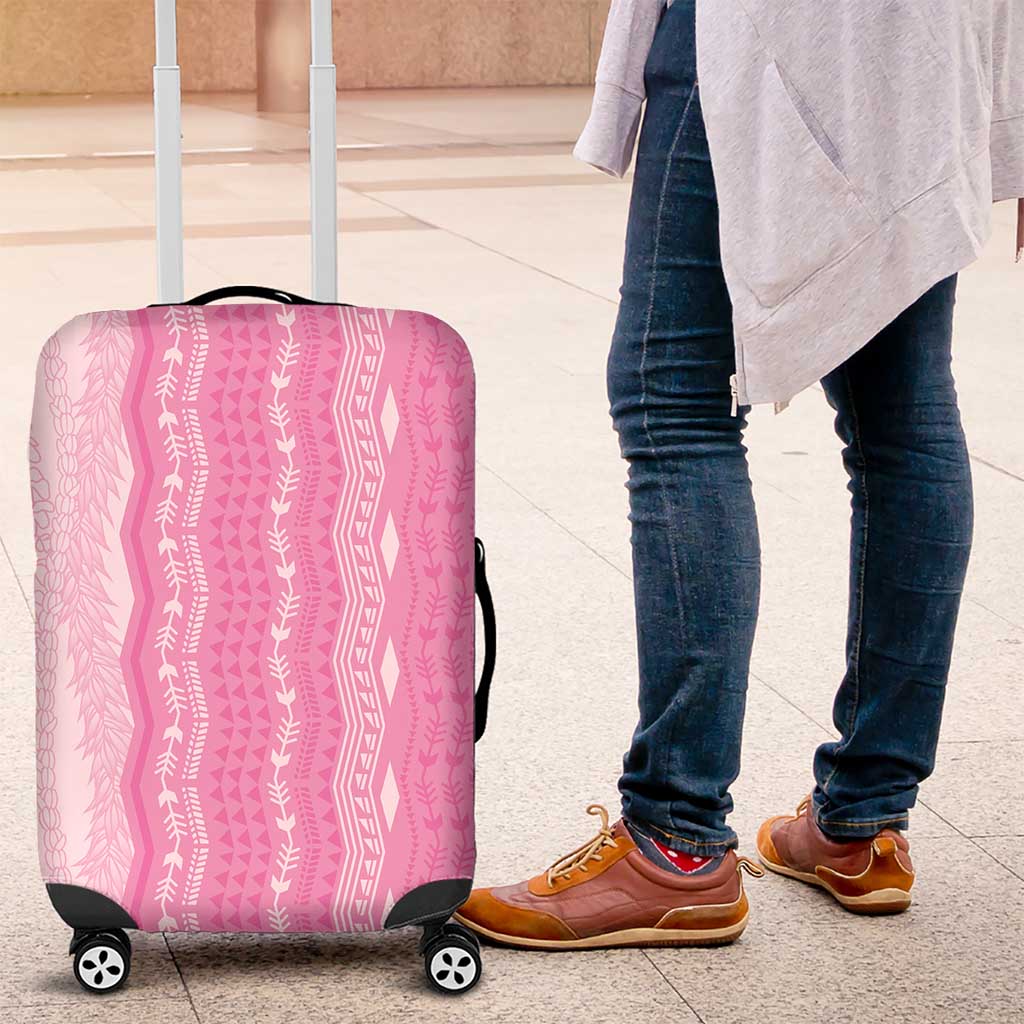 Vintage Pink Hawaiian Traditional Kapa Mix Flowers Lei Luggage Cover LT7 Pink - Polynesian Pride
