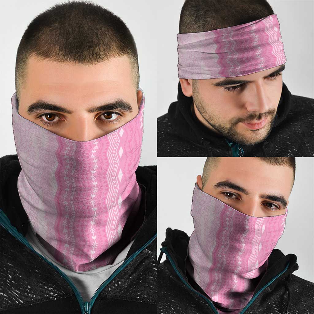 Vintage Pink Hawaiian Traditional Kapa Mix Flowers Lei Neck Gaiter LT7 - Polynesian Pride