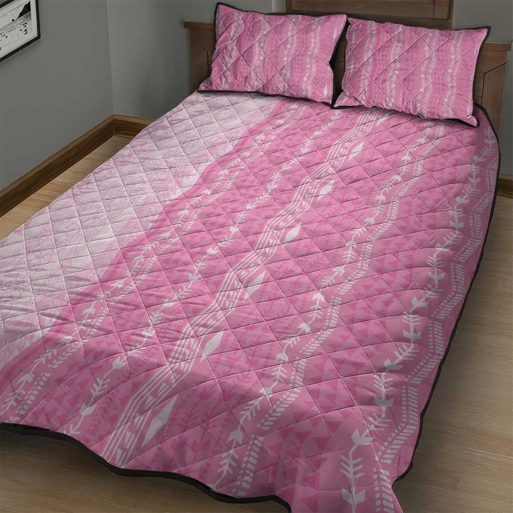 Vintage Pink Hawaiian Traditional Kapa Mix Flowers Lei Quilt Bed Set LT7 - Polynesian Pride
