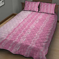 Vintage Pink Hawaiian Traditional Kapa Mix Flowers Lei Quilt Bed Set LT7 - Polynesian Pride