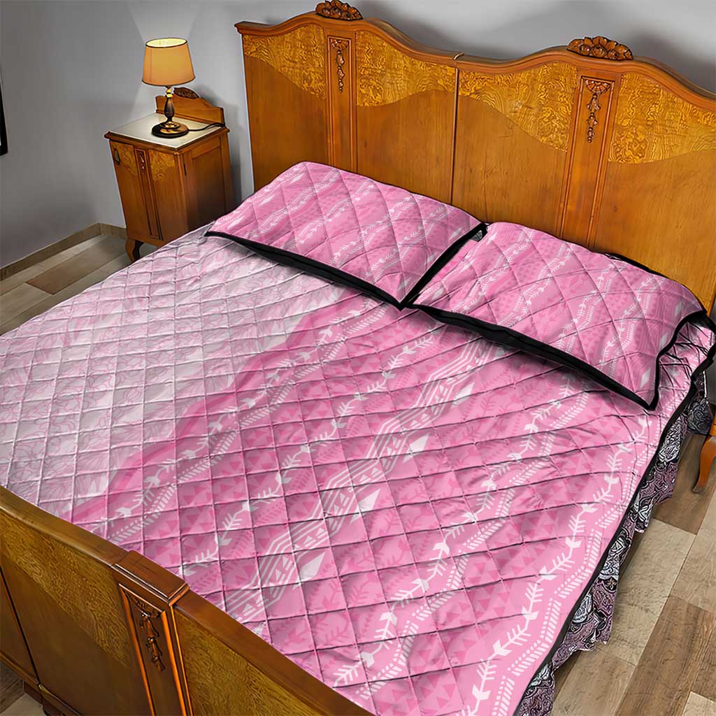 Vintage Pink Hawaiian Traditional Kapa Mix Flowers Lei Quilt Bed Set LT7 - Polynesian Pride