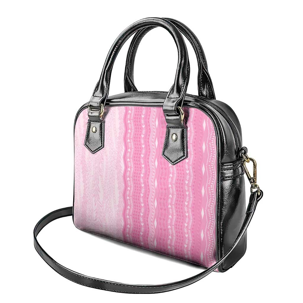 Vintage Pink Hawaiian Traditional Kapa Mix Flowers Lei Shoulder Handbag LT7 - Polynesian Pride